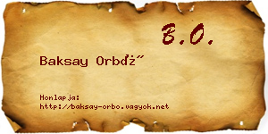 Baksay Orbó névjegykártya